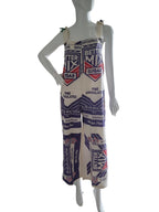 Vintage Print Jumpsuit w/ Straps
