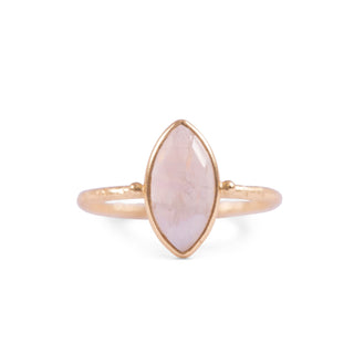 ***Gold Plated Ring with Marquise Rainbow Moonstone - Size