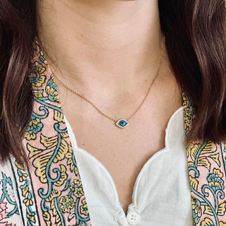 Gold Plated Blue Evil Eye Necklace
