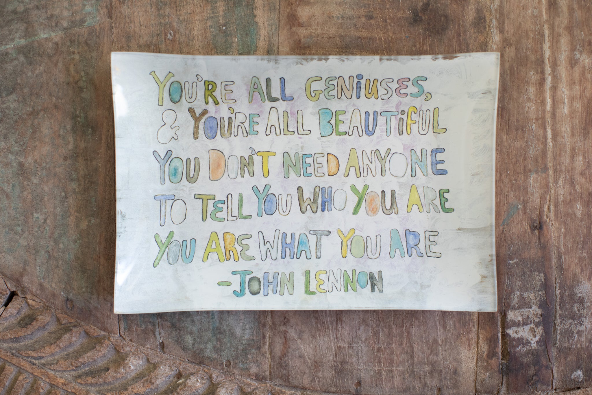 You're All Geniuses Large Rectangular Decoupage Plate - 8.5" x 5.75"