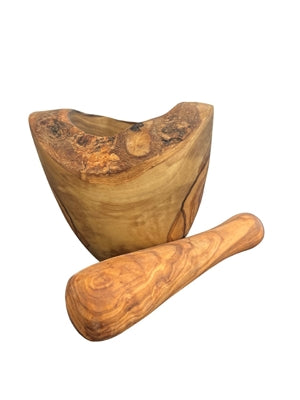 Round Mortar Olive Wood