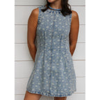 Denim Dress with Flower Print