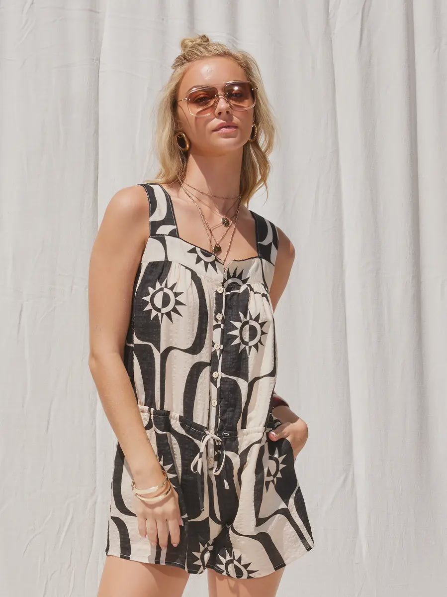 Black & White Printed Romper