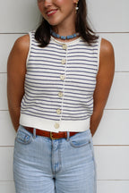 Striped Button Up Vest