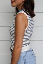 Striped Button Up Vest