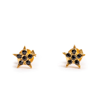 ***Black Spinel Gold Plated Star Studs
