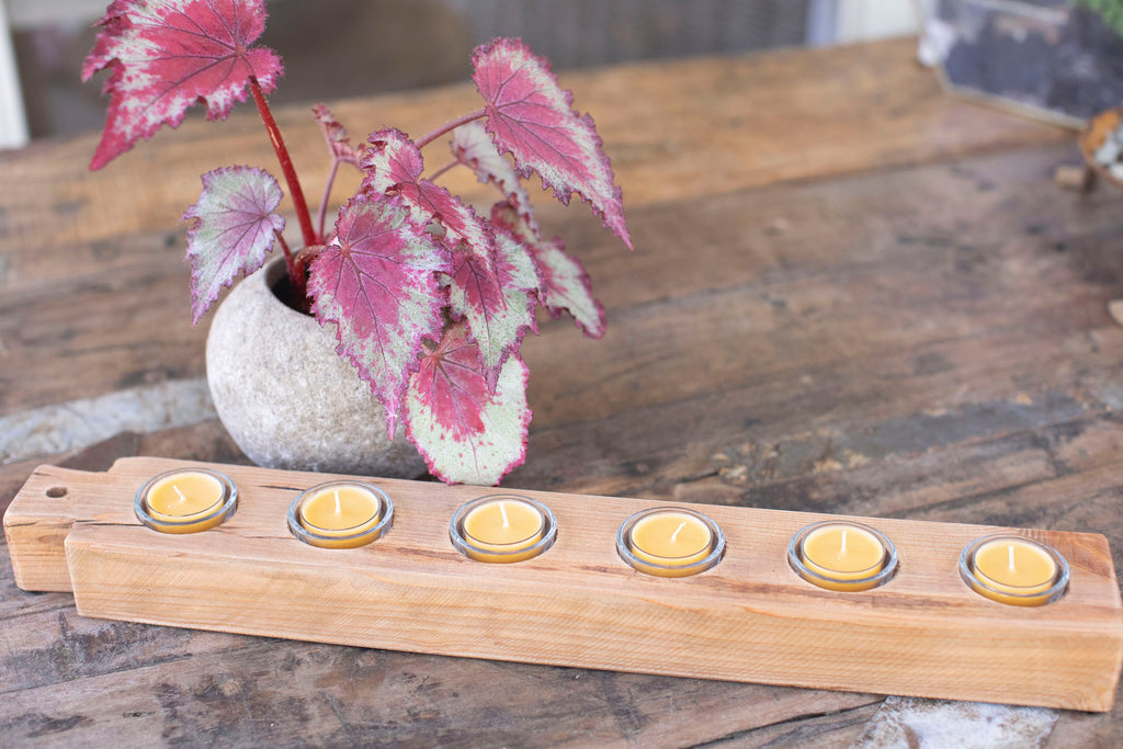 Recycled Pine Wood Tea Light Candle Tray