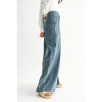 Wide-Leg Stretchy Denim Trousers - Medium Wash