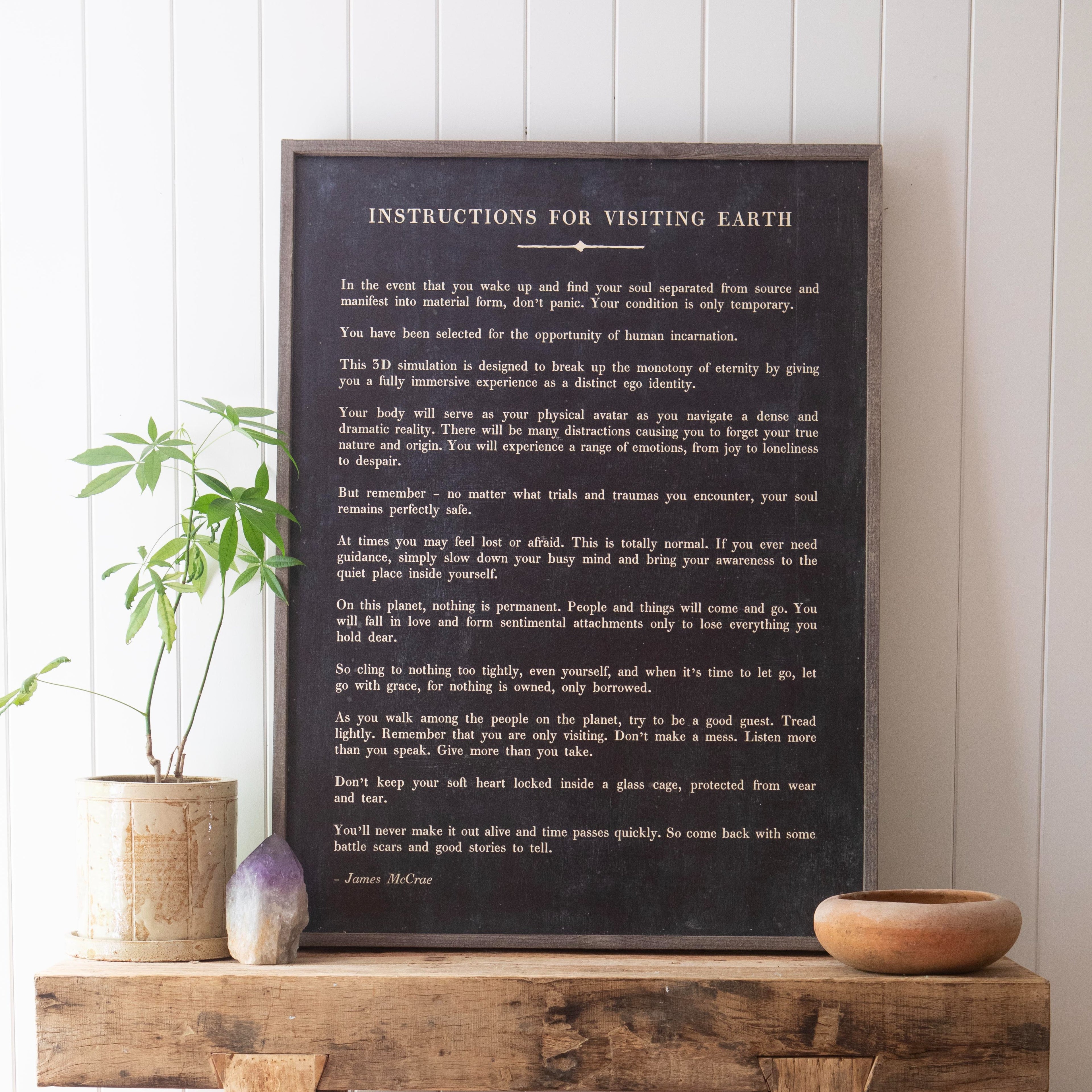 Instructions Before Visiting Earth Poetry Collection (Gallery Wrap) Art Print