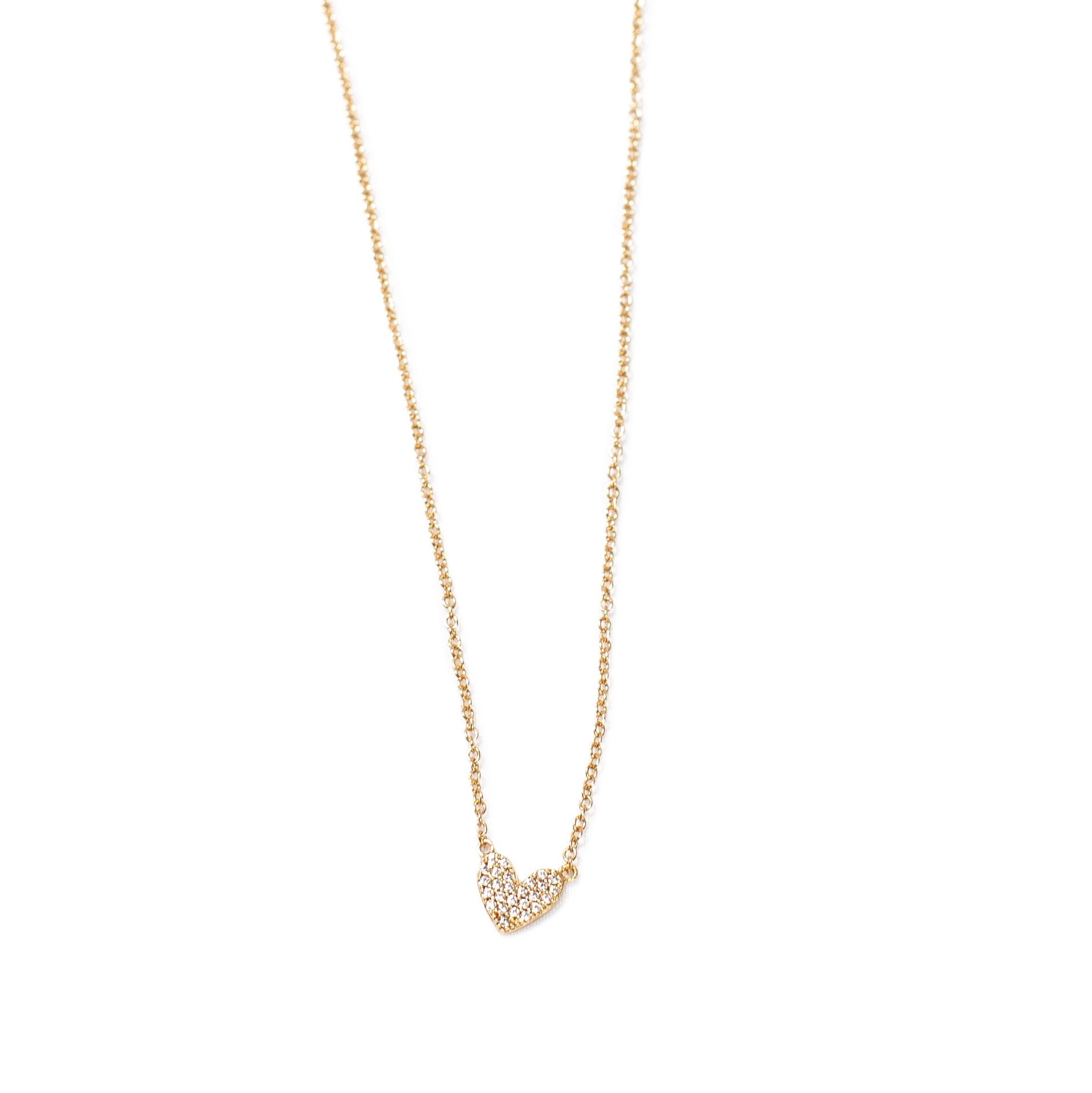 ***Pave Heart Necklace 16"