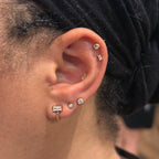 Tiny Dot Crystal Gold Rim Stud Earring