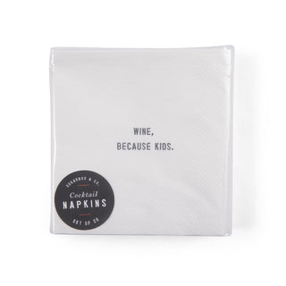 Wine, because kids Cocktail Napkin Set (20pcs) 5" x 5"