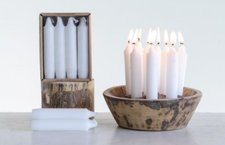 White Unscented Short Taper Candles in Box
