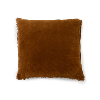 Canyon Velvet Pillow with Poms - 22"x22