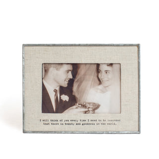 I Will Think Of You Zinc Linen  Frame 6"x4" Horizontal