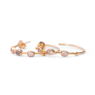 ***Labradorite Hoops - Gold Plated Brass