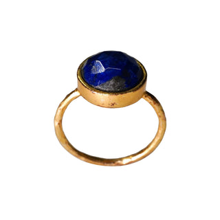 ***Lapis Statement Ring - 22K Gold Plating - Size