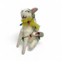 Grey & White Cat with Scarf  & Christmas Lights - Clutter of Cats