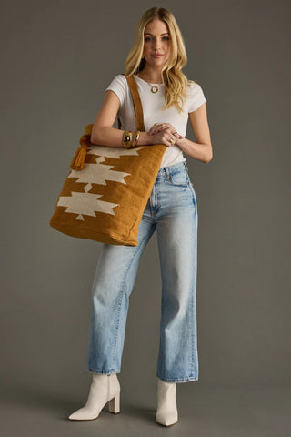 Aztec Tote- Camel & Cream