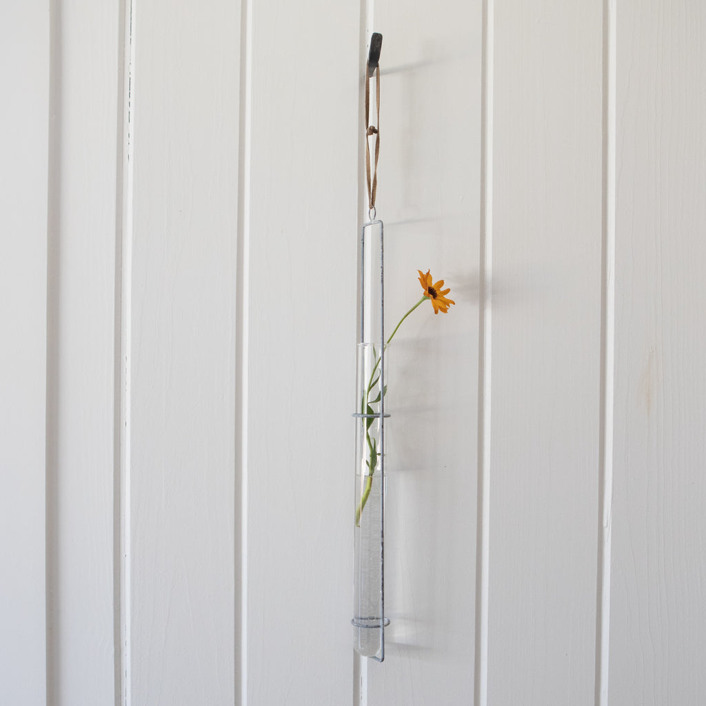 Zinc Hanging Glass Tube Vase