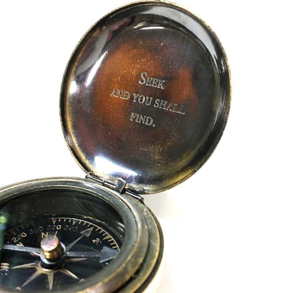Push Button Compass Seek and You Shall Find Push Button Compass with Leather Pouch ...