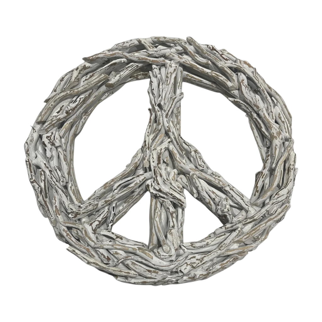 ***Peace Sign XXLarge Whitewash Driftwood - 40x40