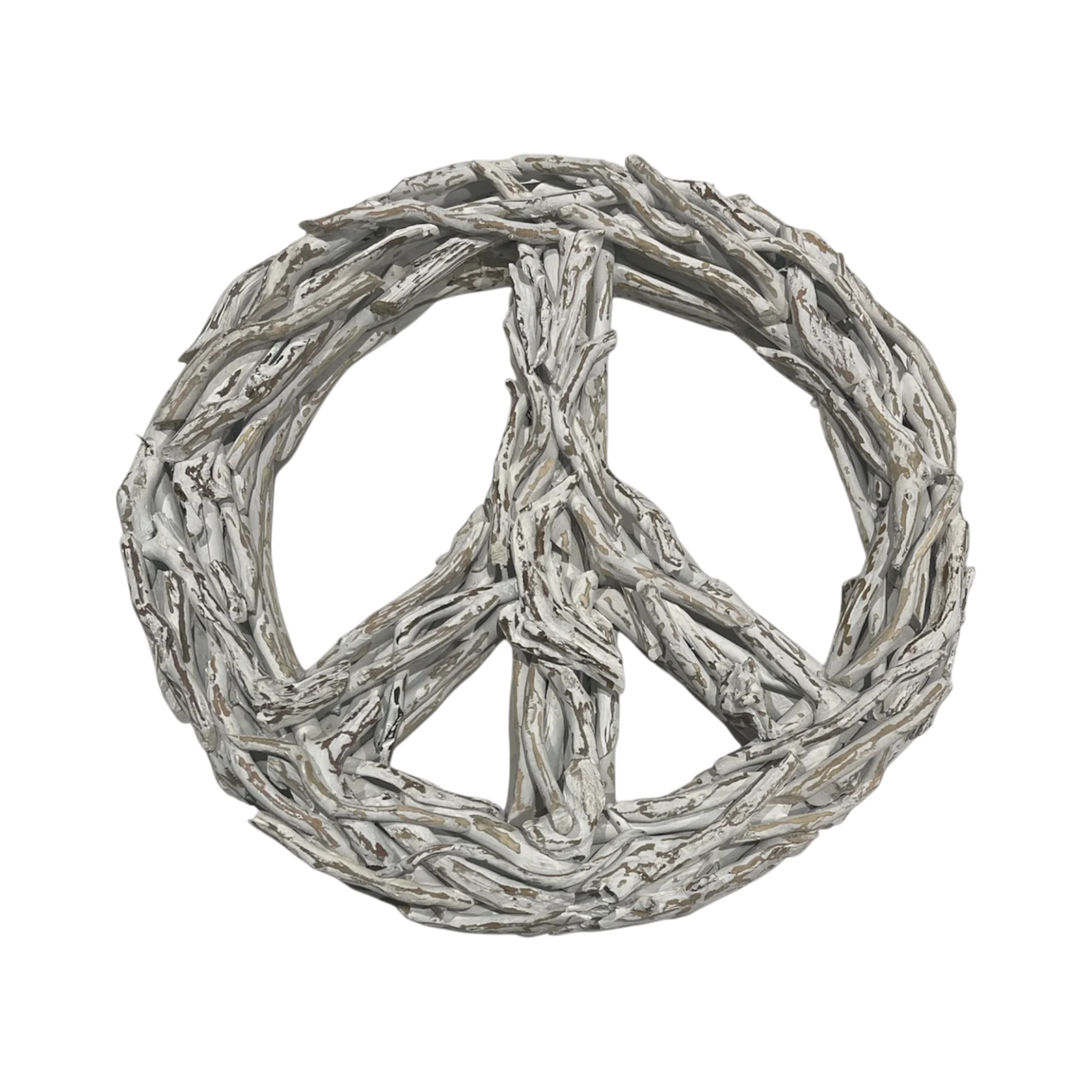 ***XLarge Driftwood Peace Sign (WHITEWASH) - 30" x 30"