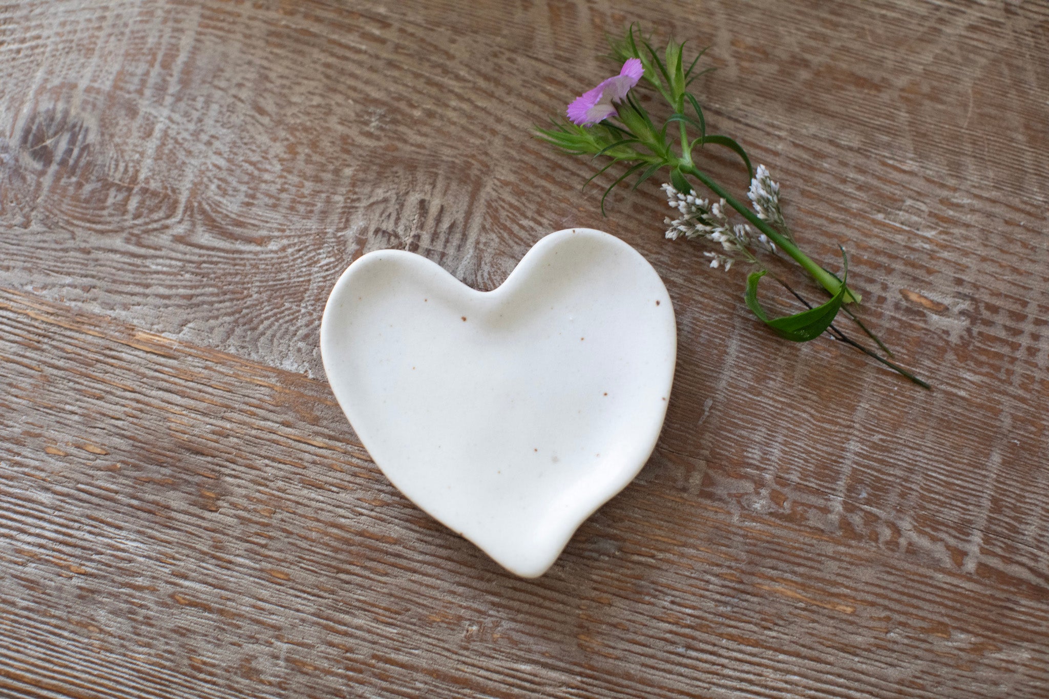 Small Speckled Heart Ceramic Dish- 3" Diameter