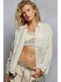 Long Sleeve Crochet Embroidered Floral Shirt