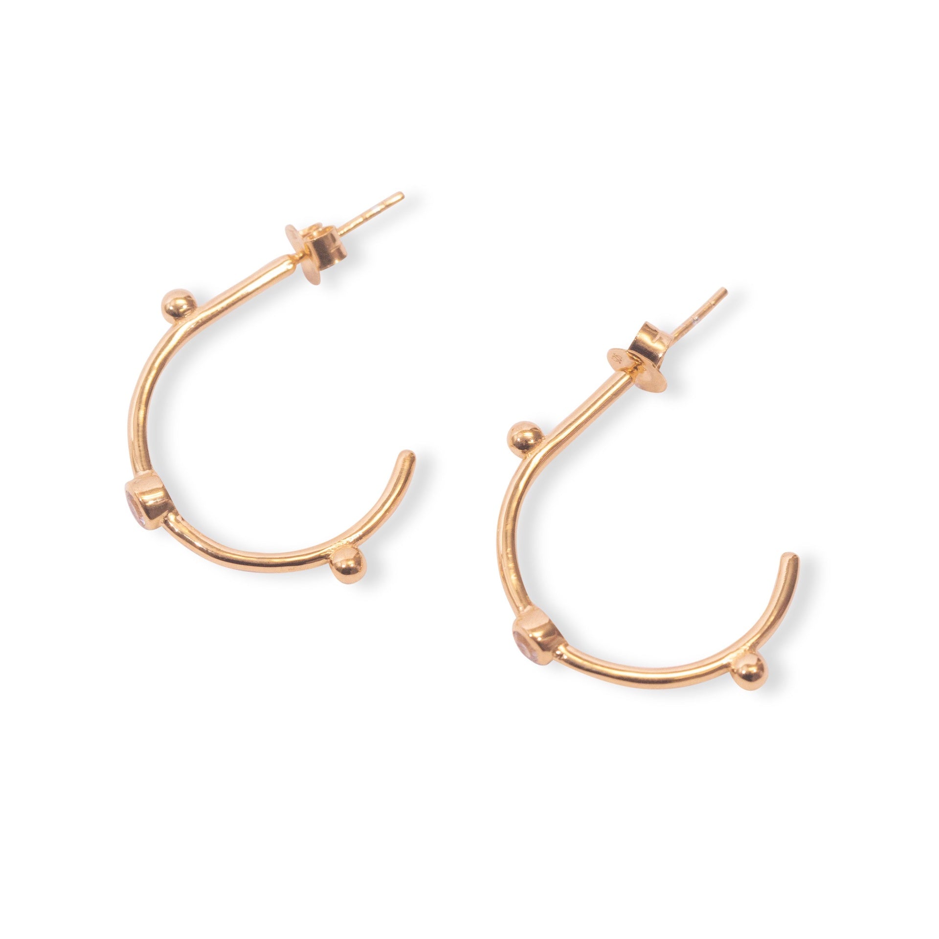 ***Topaz & Dotted Hoops - Gold Plated Brass