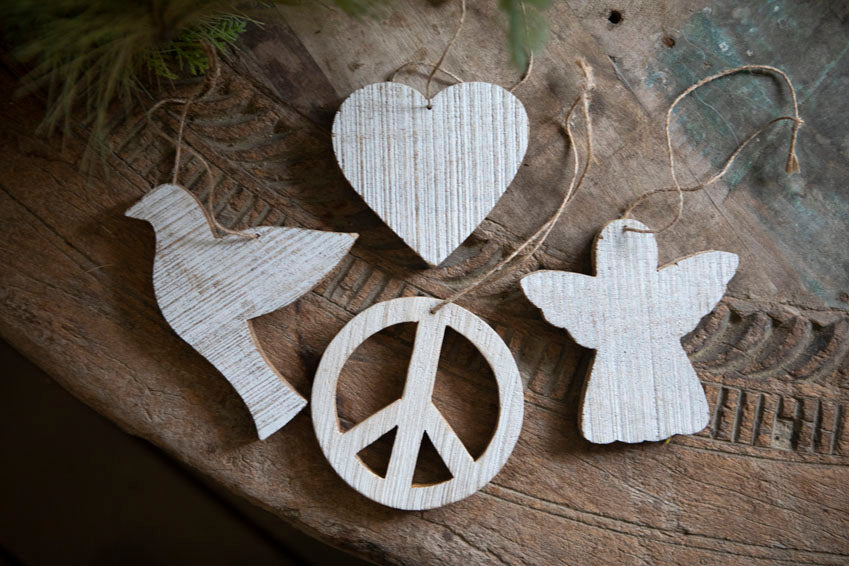 Dove Whitewash Wooden Ornament