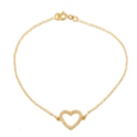 ***Stone Outline Heart Pendant Gold Bracelet