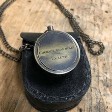 Courage Dear Heart (C.S. Lewis) Compass Necklace with Leather Pouch