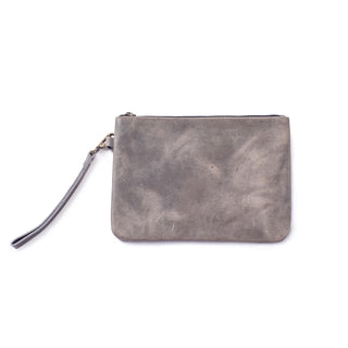 ***Ash Distressed Leather Wristlet Grey