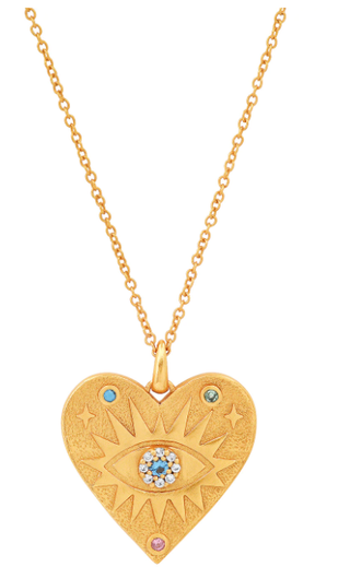 Gold Heart Evil Eye Necklace