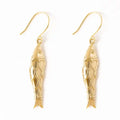 Sally Fish Dimensional Dangle Earrings - Brass