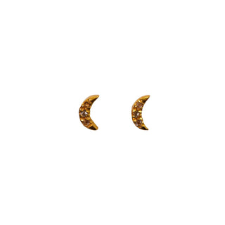 ***Mini Gold Plated Brass Moon Studs