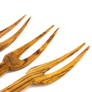 Simple Batik Olive Wood Fork, Assorted Stripes