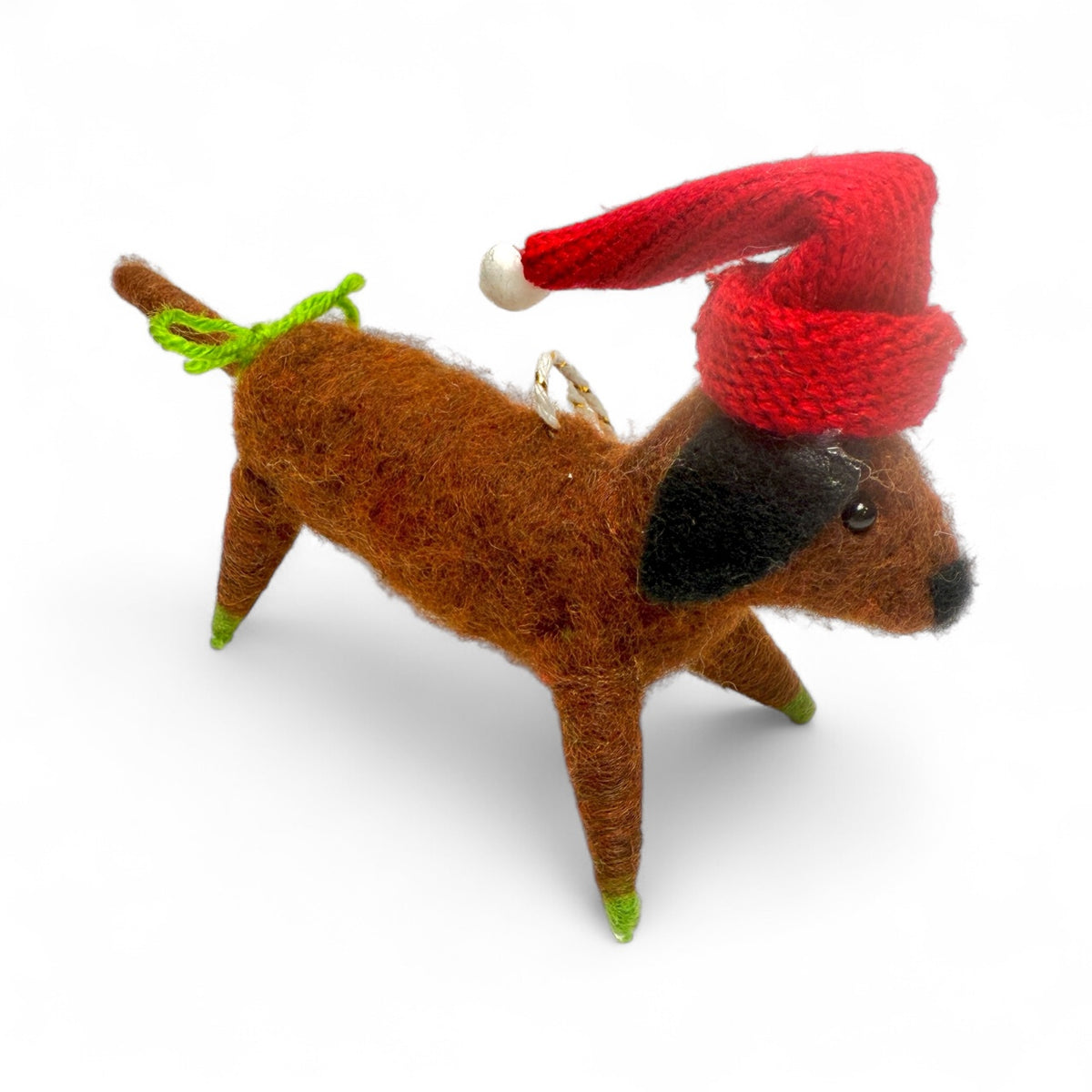***Dachshund with green bow on tail Ornament - Mutley Crew Collection 2