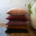 ***Mauve Velvet Pillow With Poms 22x22