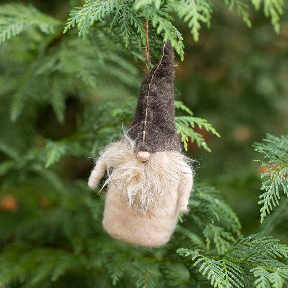 ***Felt Gnome Ornament with Grey Hat