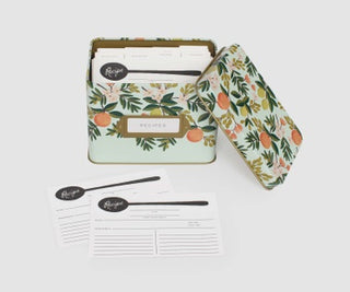 Citrus Floral Tin Recipe Box