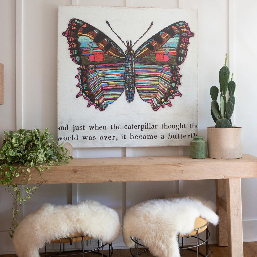Butterfly Art Print  (Grey Wood)