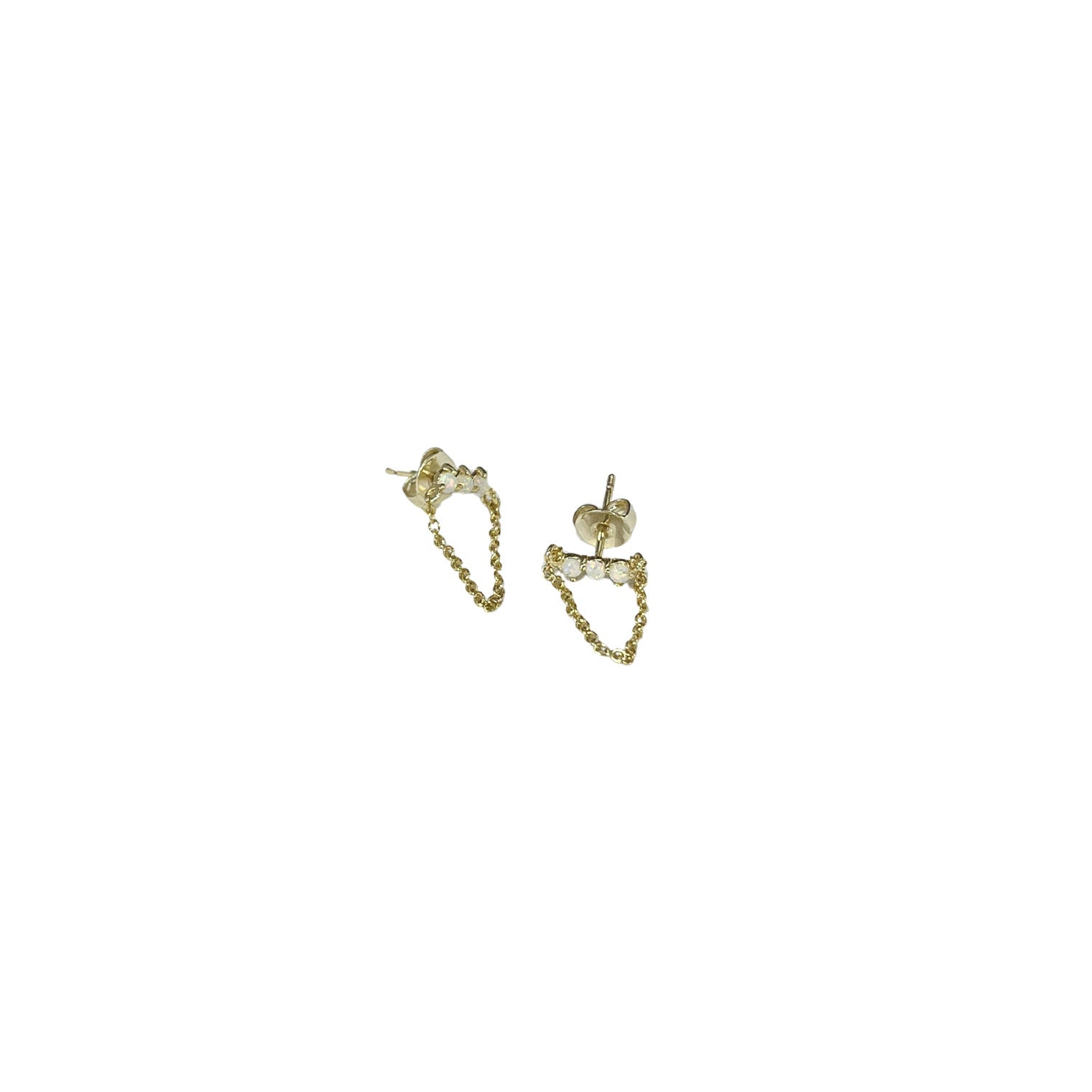 Triple opal Chain drop stud