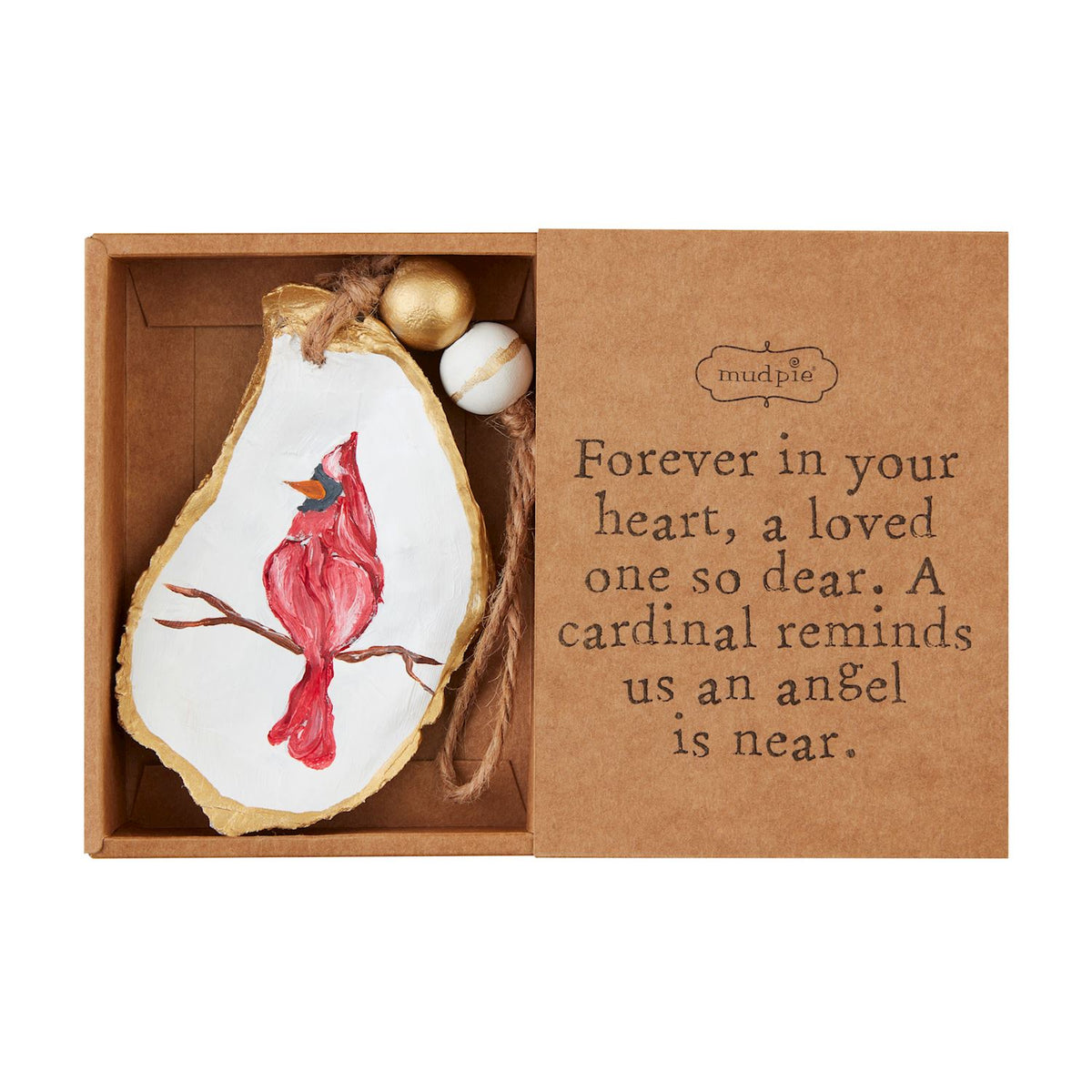 Hand-Painted Oyster Shell Ornament w Jute Hanger