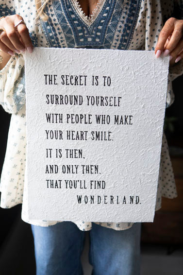 The Secret Is (Alice In Wonderland) Handmade Paper Print 12" x 16"