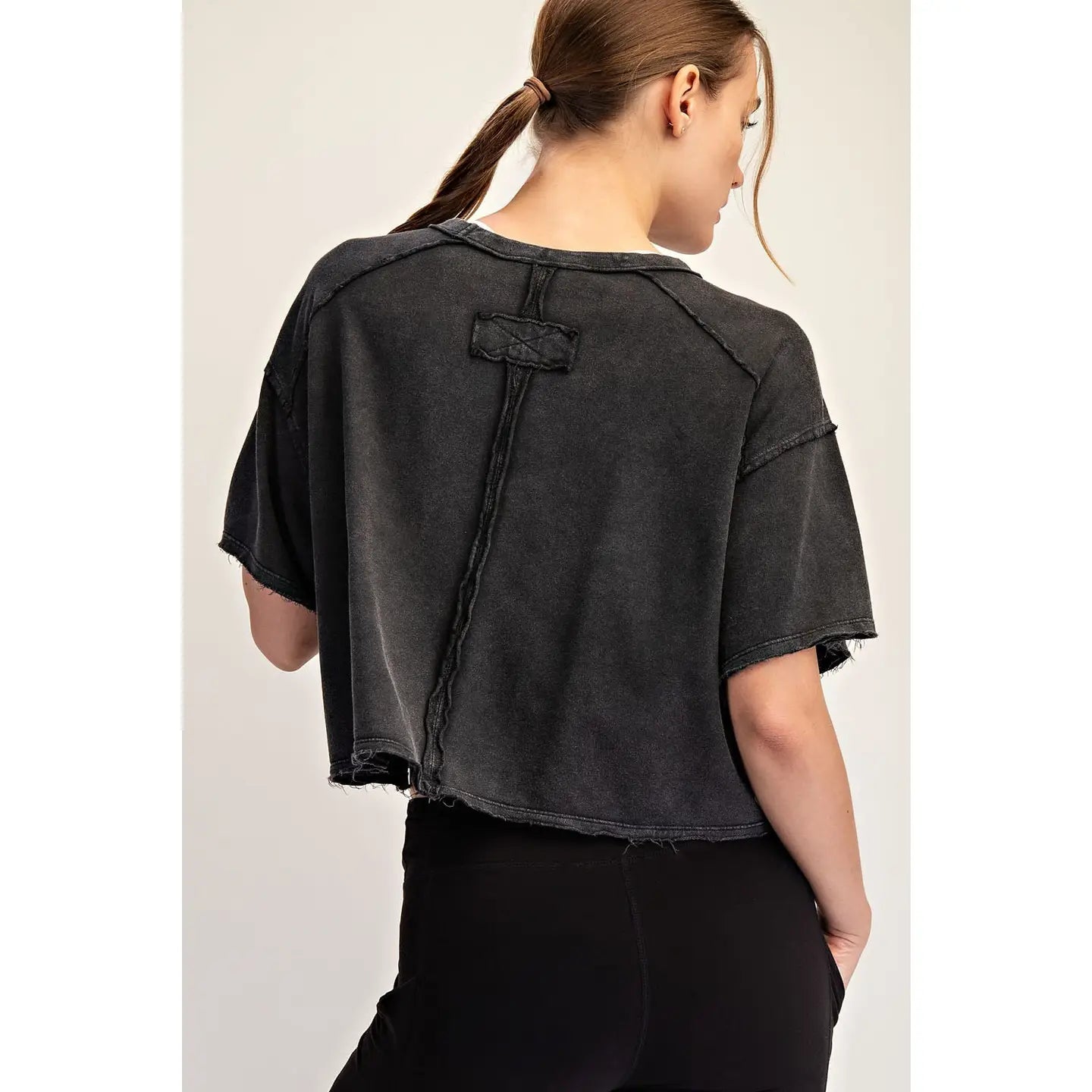 Mineral Washed Terry Butter Cropped Tee