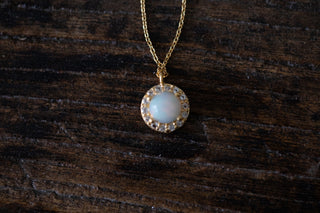 Opal and White Topaz Necklace 16" + 2" extender