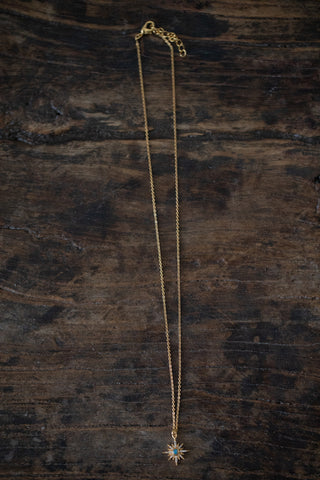 Opal & White Topaz Starburst Necklace - Gold Plated Brass