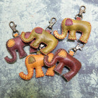 Elephant Puffy Leather Keychain